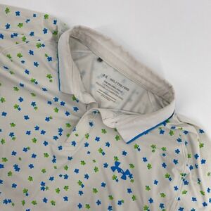 Under Armour Iso Chill Polo Mens XXL White Blue Green Floral Print Golf Summer